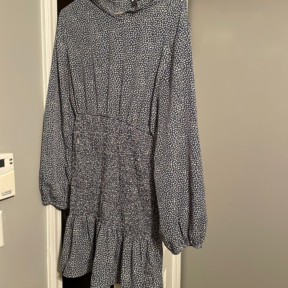 Smocked speckled blue dress